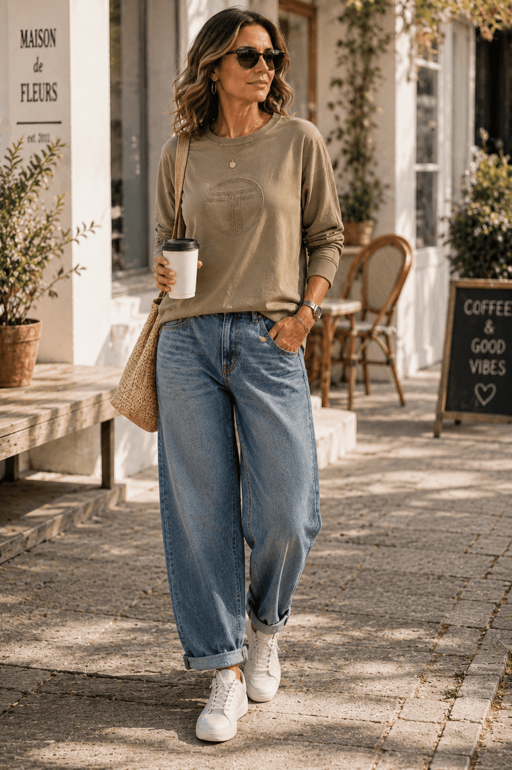 Holly Logo Sweat Top - Khaki - TT3 - Pizazz BoutiqueTwo - T's