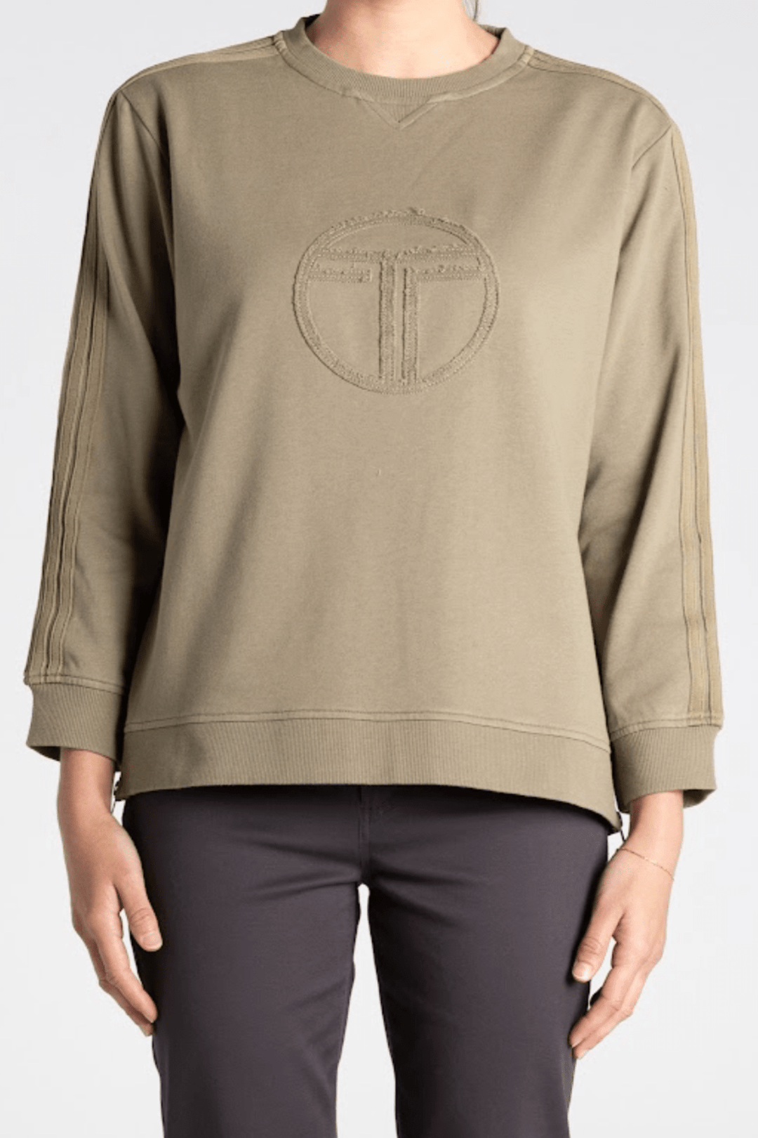 Holly Logo Sweat Top - Khaki - TT3 - Pizazz BoutiqueTwo - T's