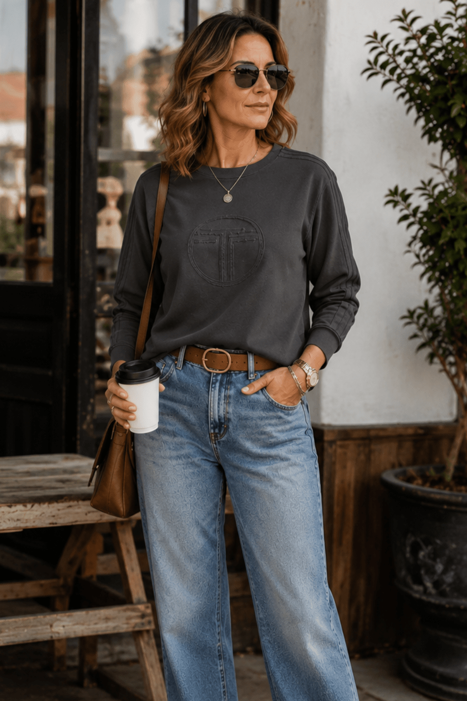 Holly Logo Sweat Top - Slate - TT3 - Pizazz BoutiqueTwo - T's
