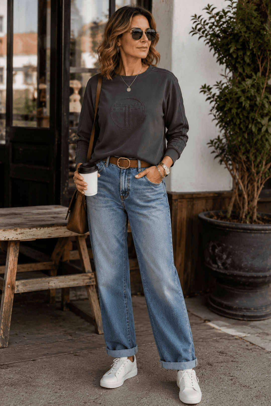 Holly Logo Sweat Top - Slate - TT3 - Pizazz BoutiqueTwo - T's