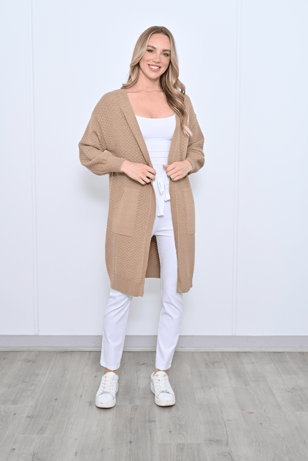 HoneyComb Long Cardi - Mocha - CC9 - Pizazz BoutiqueCali & Co