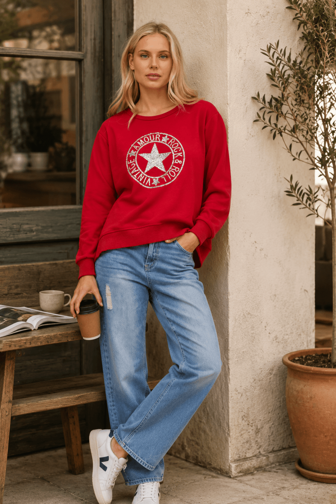 Hudson Sweater - Red - CK40 - Pizazz BoutiqueCaroline Morgan