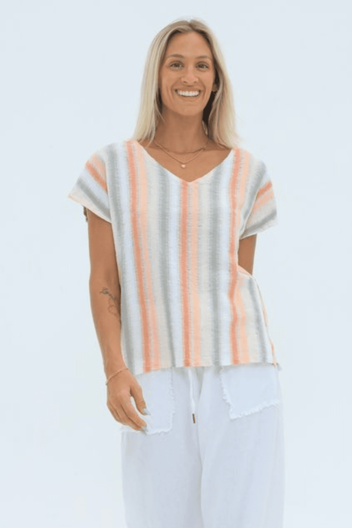 Indra Top - Multi Stripe - CB67 - Pizazz BoutiqueCarbon The Label