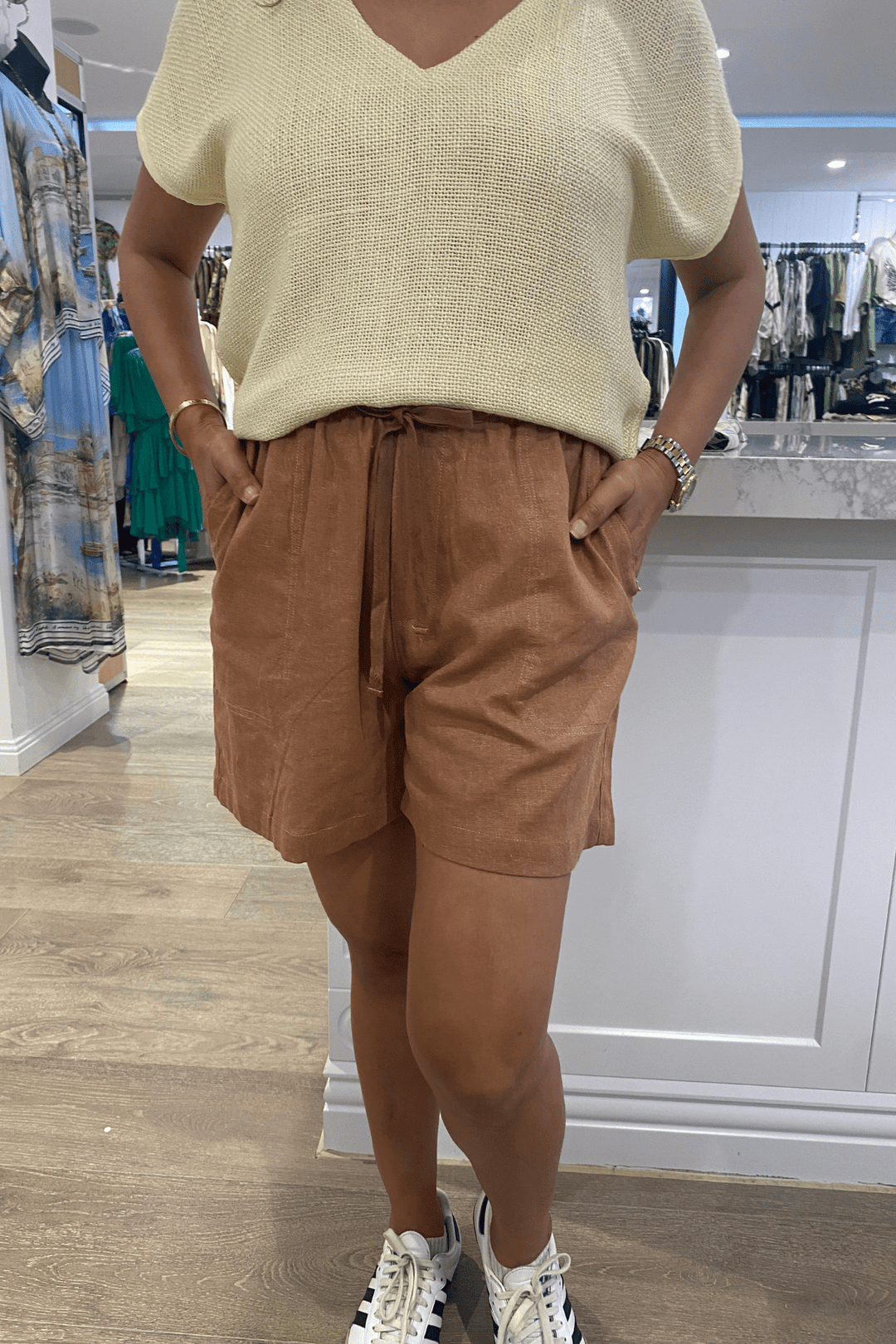 Isla Linen Shorts - Tanzine - CB39 - Pizazz BoutiqueCarbon The Label