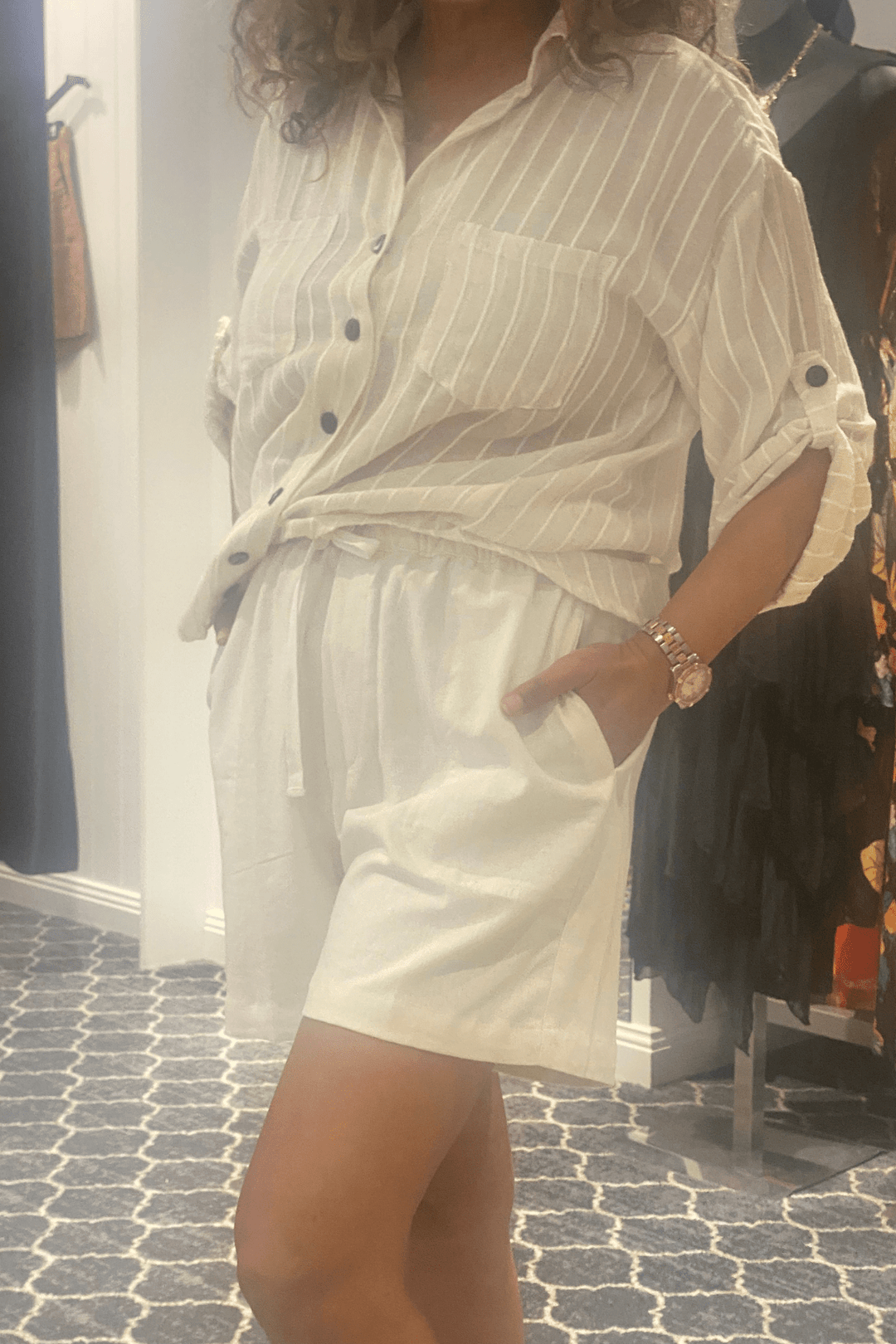 Isla Linen Shorts - White - CB39 - Pizazz BoutiqueCarbon The Label