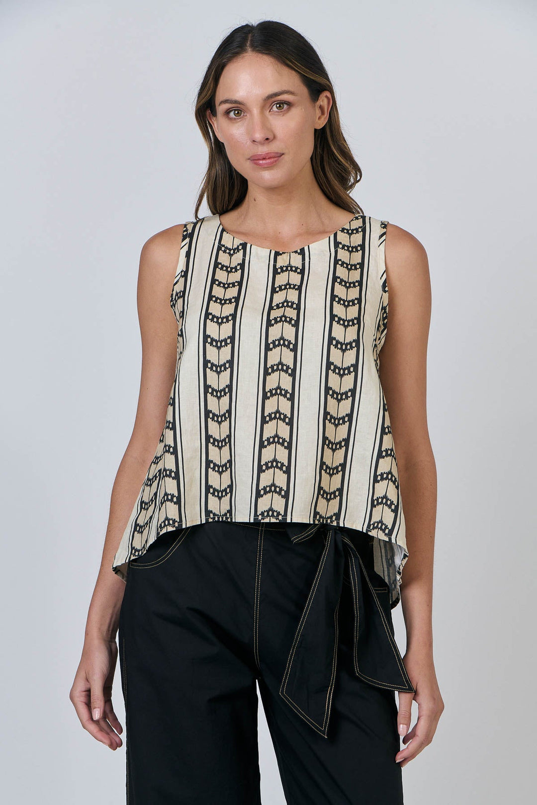 Isla Linen Top - Chevron - OJ1 - Pizazz BoutiqueNaturals By O & J