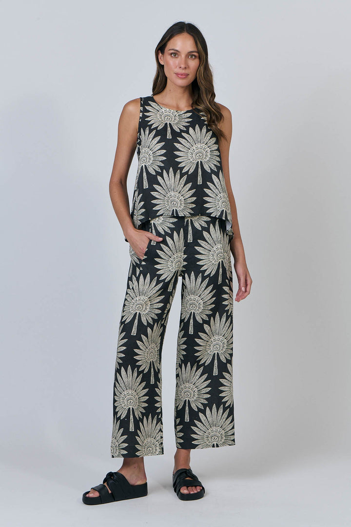 Isla Linen Top - Date Palm - OJ1 - Pizazz BoutiqueNaturals By O & J