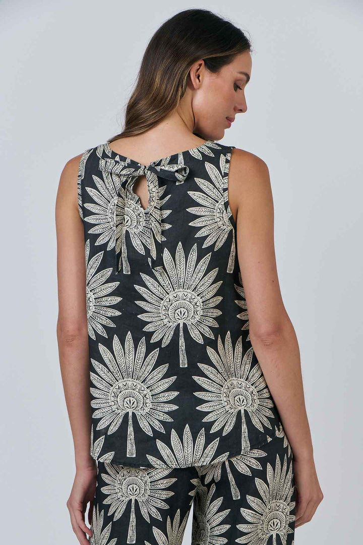 Isla Linen Top - Date Palm - OJ1 - Pizazz BoutiqueNaturals By O & J