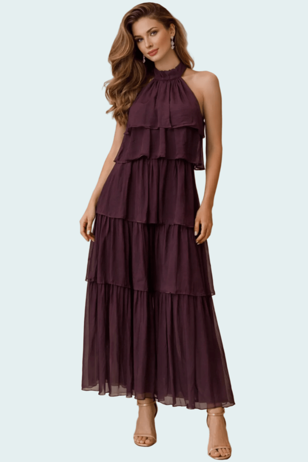 Italian Halter Dress - Purple - An15 - Pizazz BoutiqueVera May