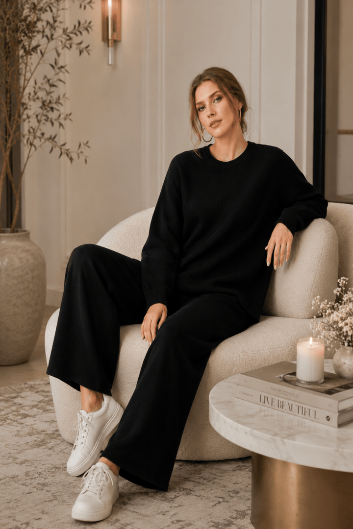 Italian Knitted Chloe Set - Black - An1 - Pizazz BoutiqueVera May