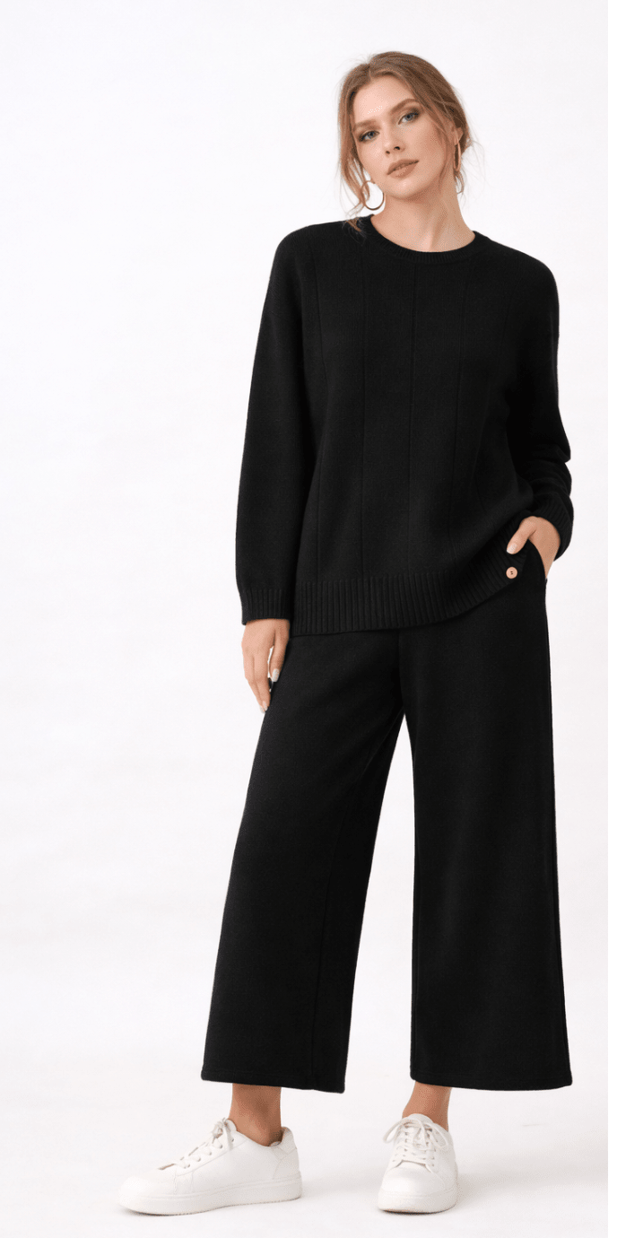 Italian Knitted Chloe Set - Black - An1 - Pizazz BoutiqueVery May