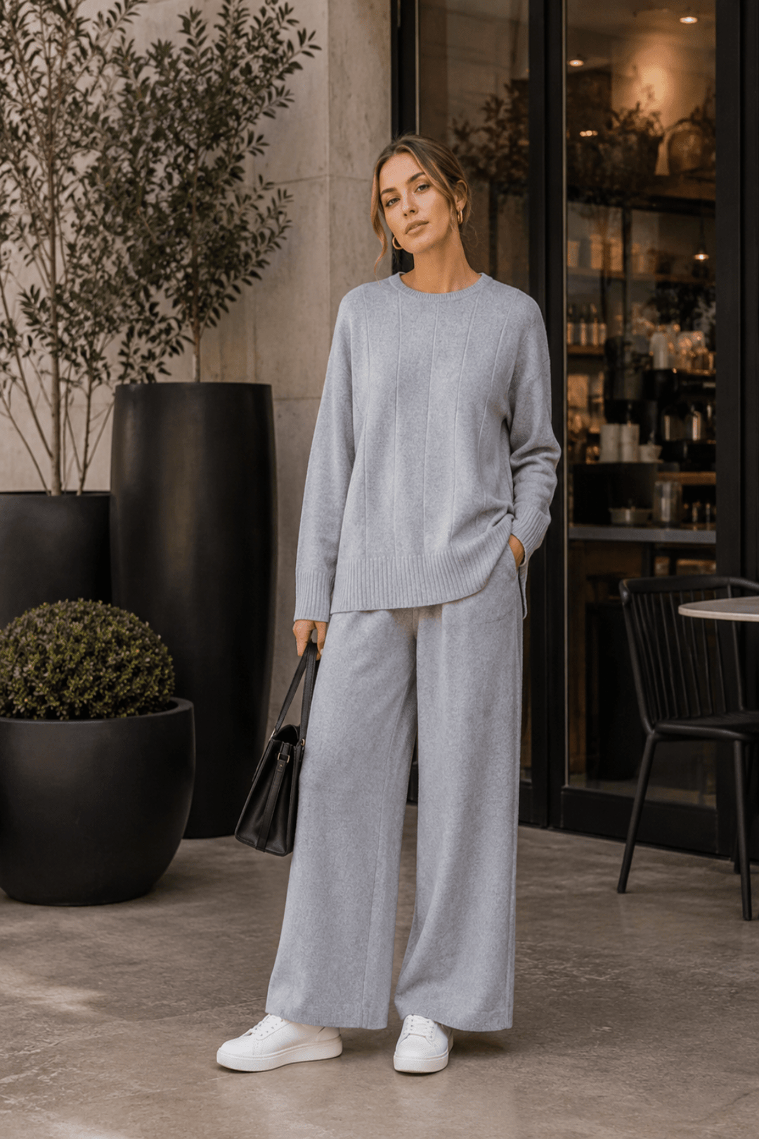Italian Knitted Chloe Set - Grey - An1 - Pizazz BoutiqueVera May