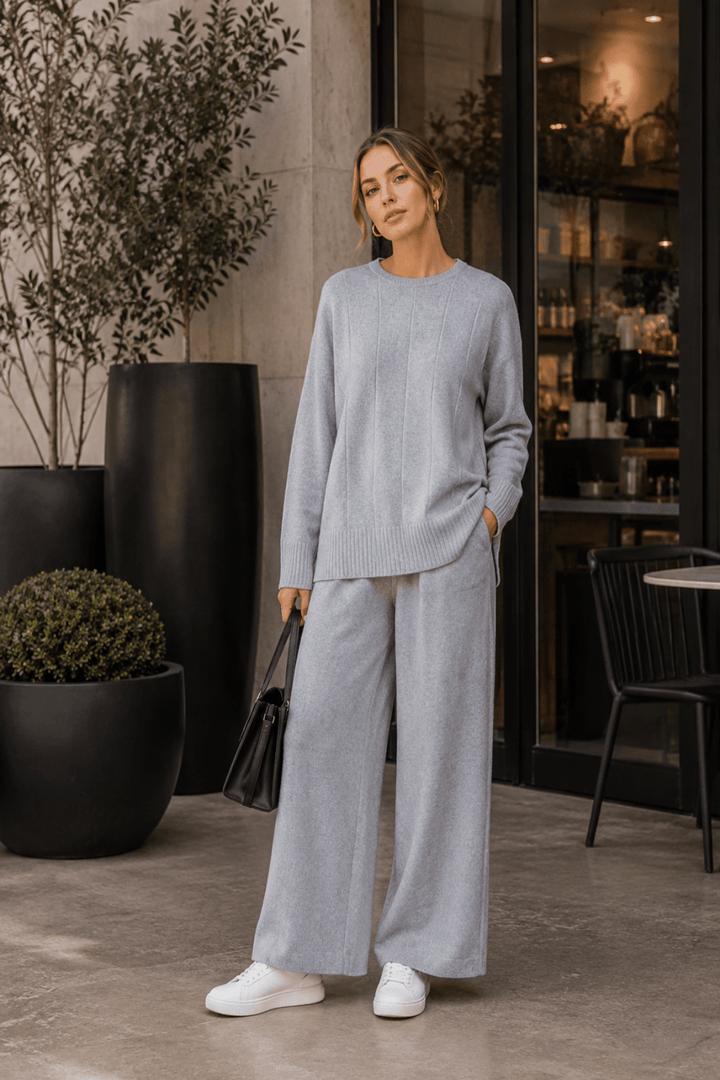 Italian Knitted Chloe Set - Grey - An1 - Pizazz BoutiqueVera May