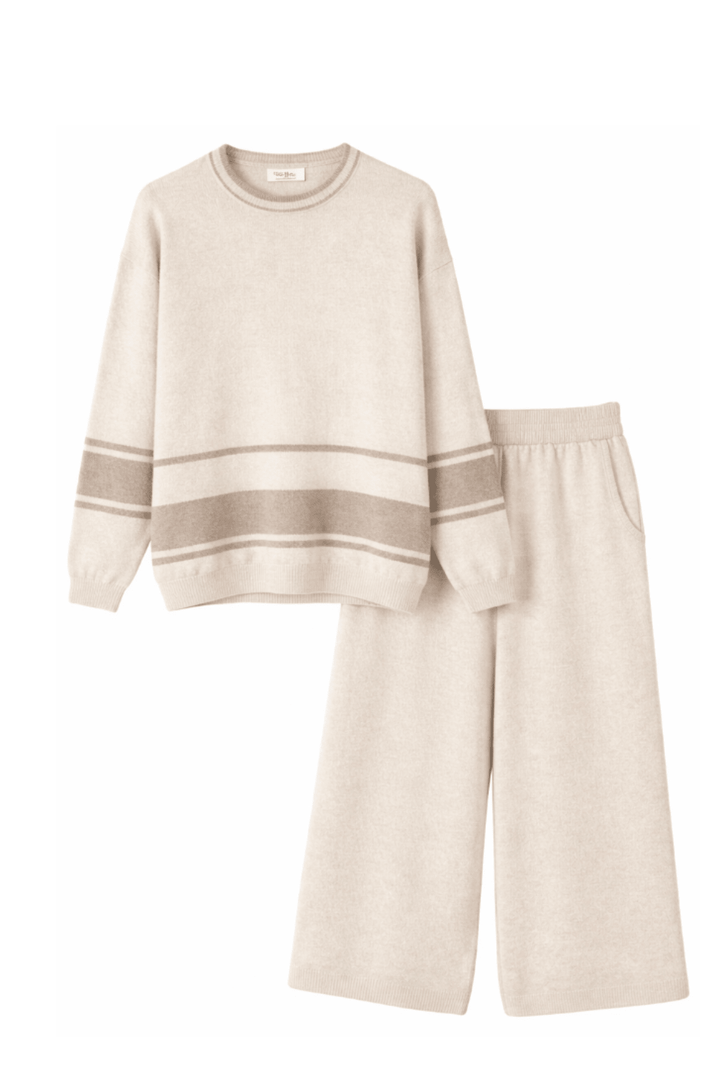 Italian Knitted Jogger Set - Beige - An2 - Pizazz BoutiqueVera May