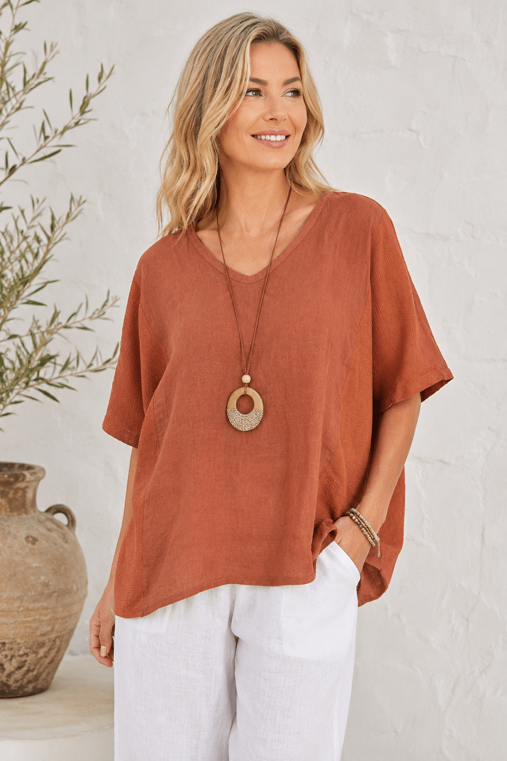 Italian Linen Top- Hermes - An7 - Pizazz BoutiqueVera May