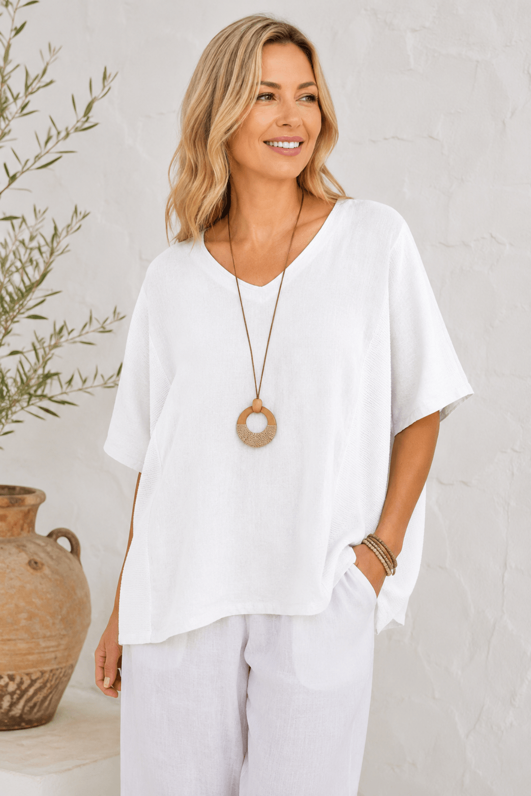 Italian Linen Top- White - An7 - Pizazz BoutiqueVera May