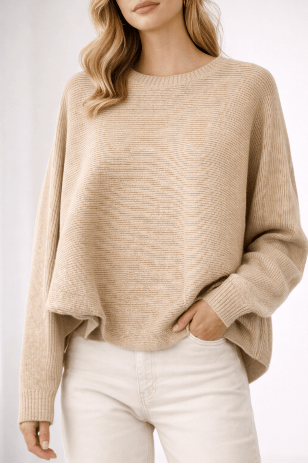 Italian Ribbed Knit - Beige - An13 - Pizazz BoutiqueVera May