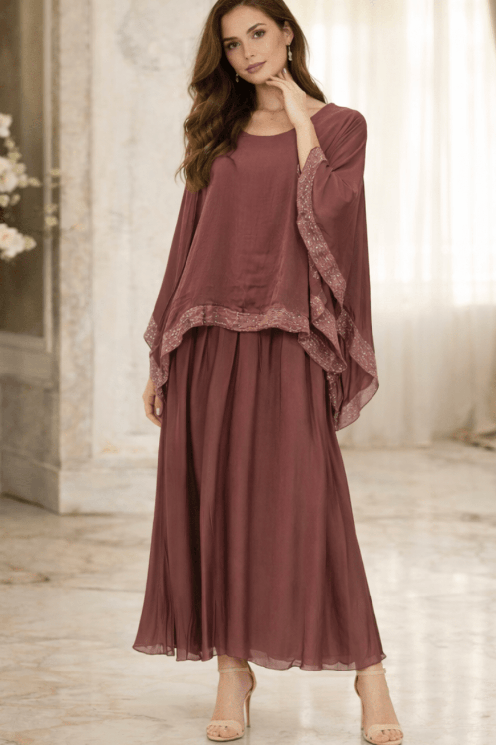 Italian Silk Dress - Brown - An12 - Pizazz BoutiqueVera May