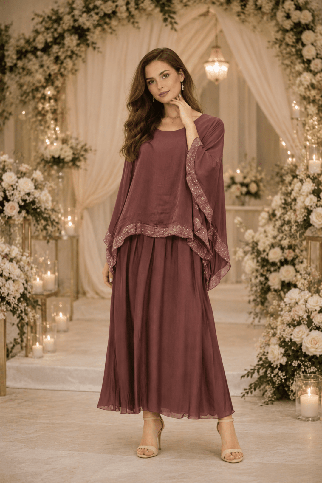 Italian Silk Dress - Brown - An12 - Pizazz BoutiqueVera May