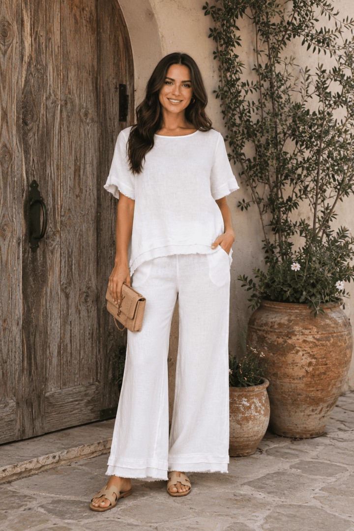 Italy Linen Shirt - White - CC35 - Pizazz BoutiqueCali & Co