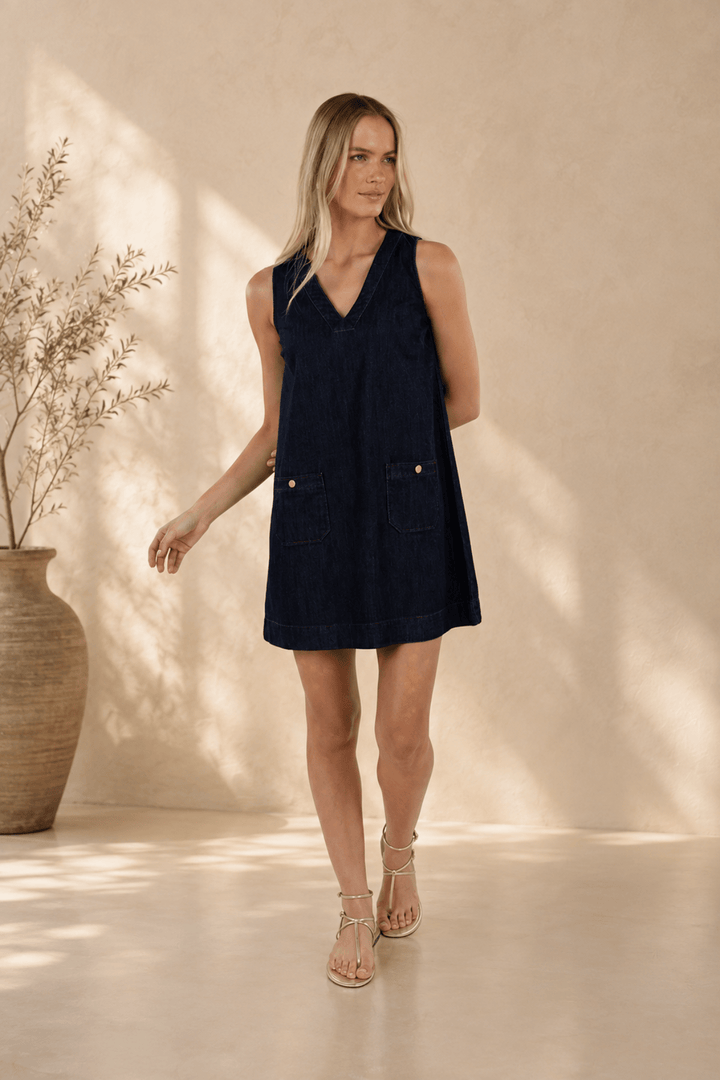 Ivy Denim Shift Dress - Dark Blue - HM21 - Pizazz BoutiqueHumidity