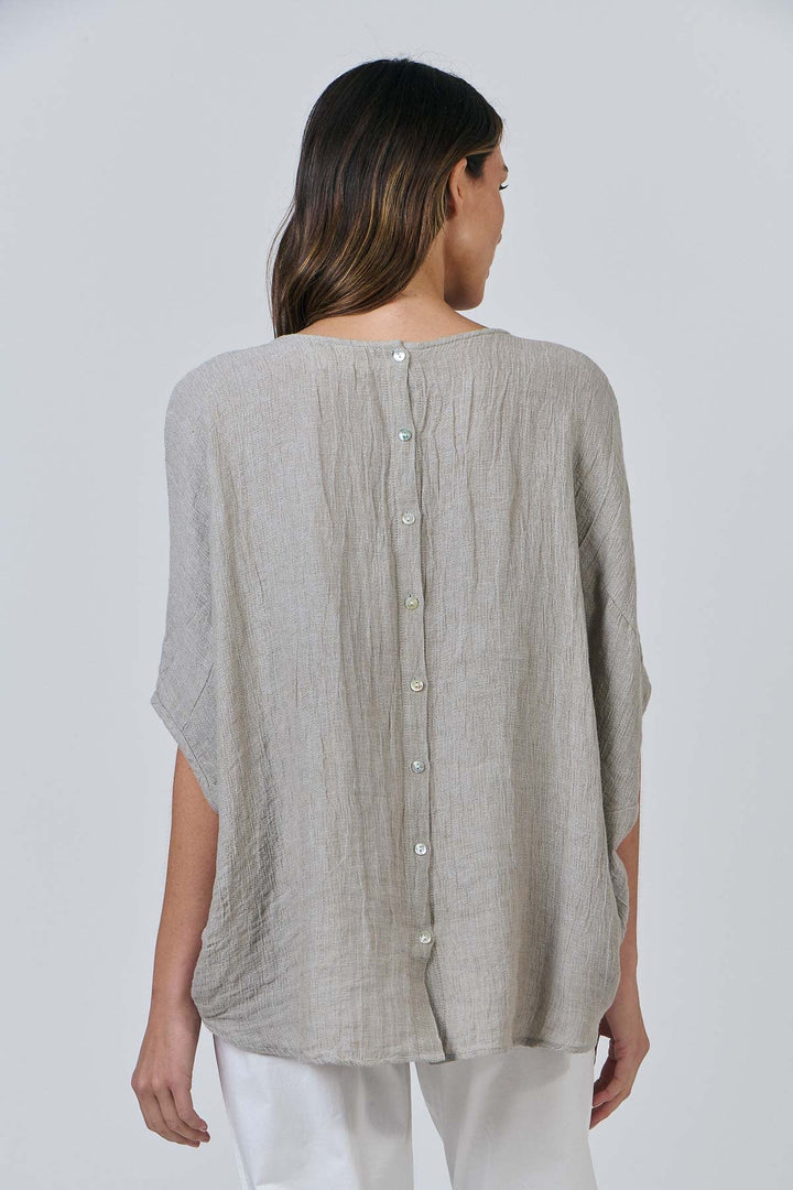 Jade Linen Top - Cement - OJ48 - Pizazz BoutiqueNaturals By O & J