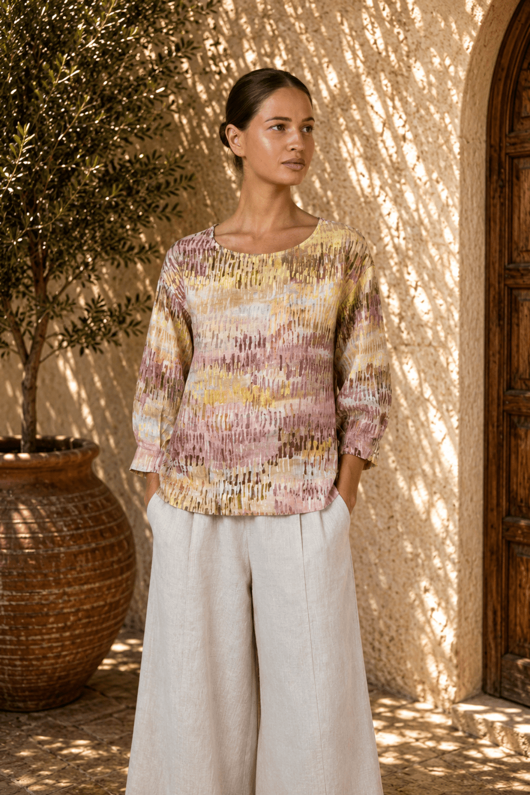 Jardin Linen Blouse - OJ5 - Pizazz BoutiqueNaturals By O & J