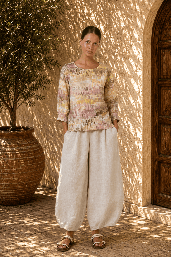 Jardin Linen Blouse - OJ5 - Pizazz BoutiqueNaturals By O & J