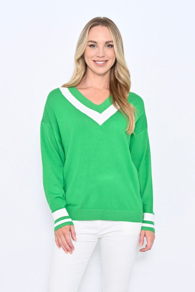 Jayla V - Neck Jumper - Green Apple - CC4 - Pizazz BoutiqueCali & Co