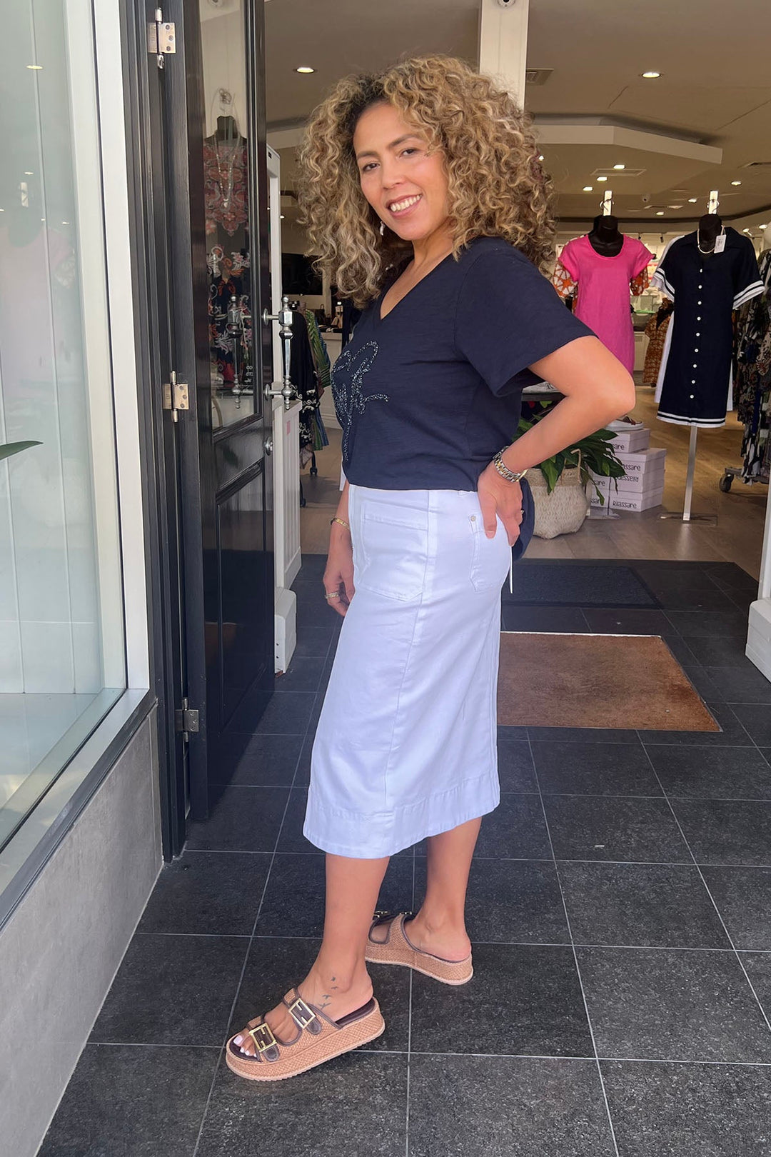 Jean Queen Skirt - White - F56 - Pizazz BoutiqueFoil