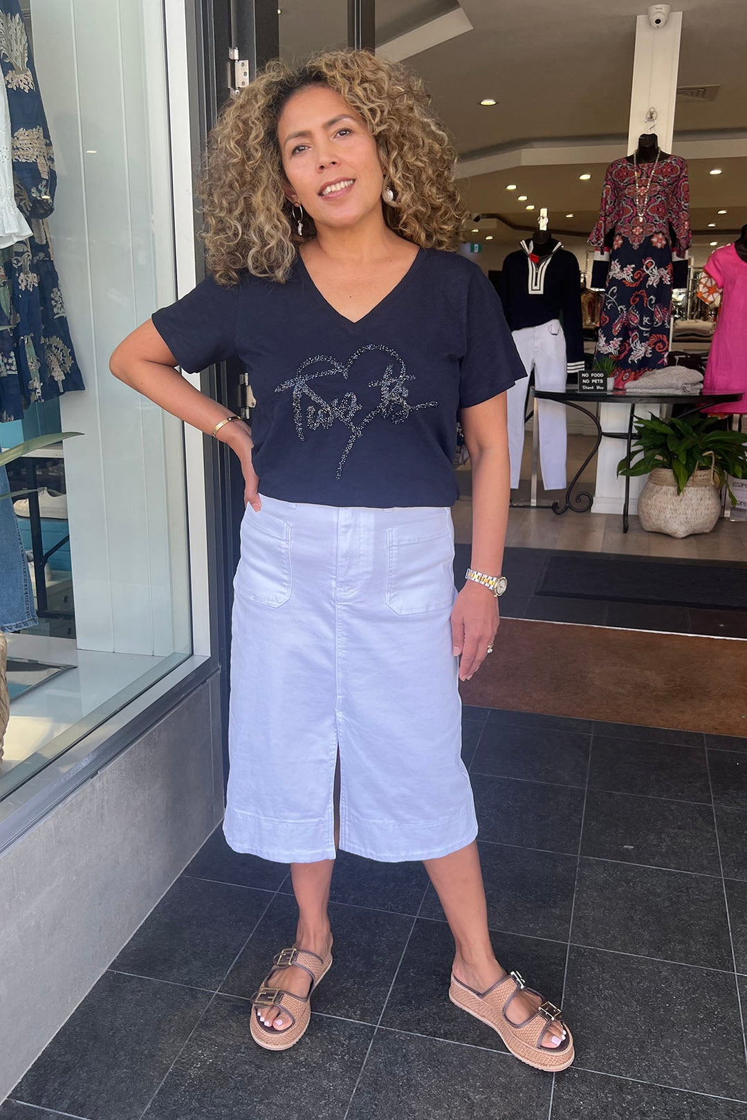 Jean Queen Skirt - White - F56 - Pizazz BoutiqueFoil
