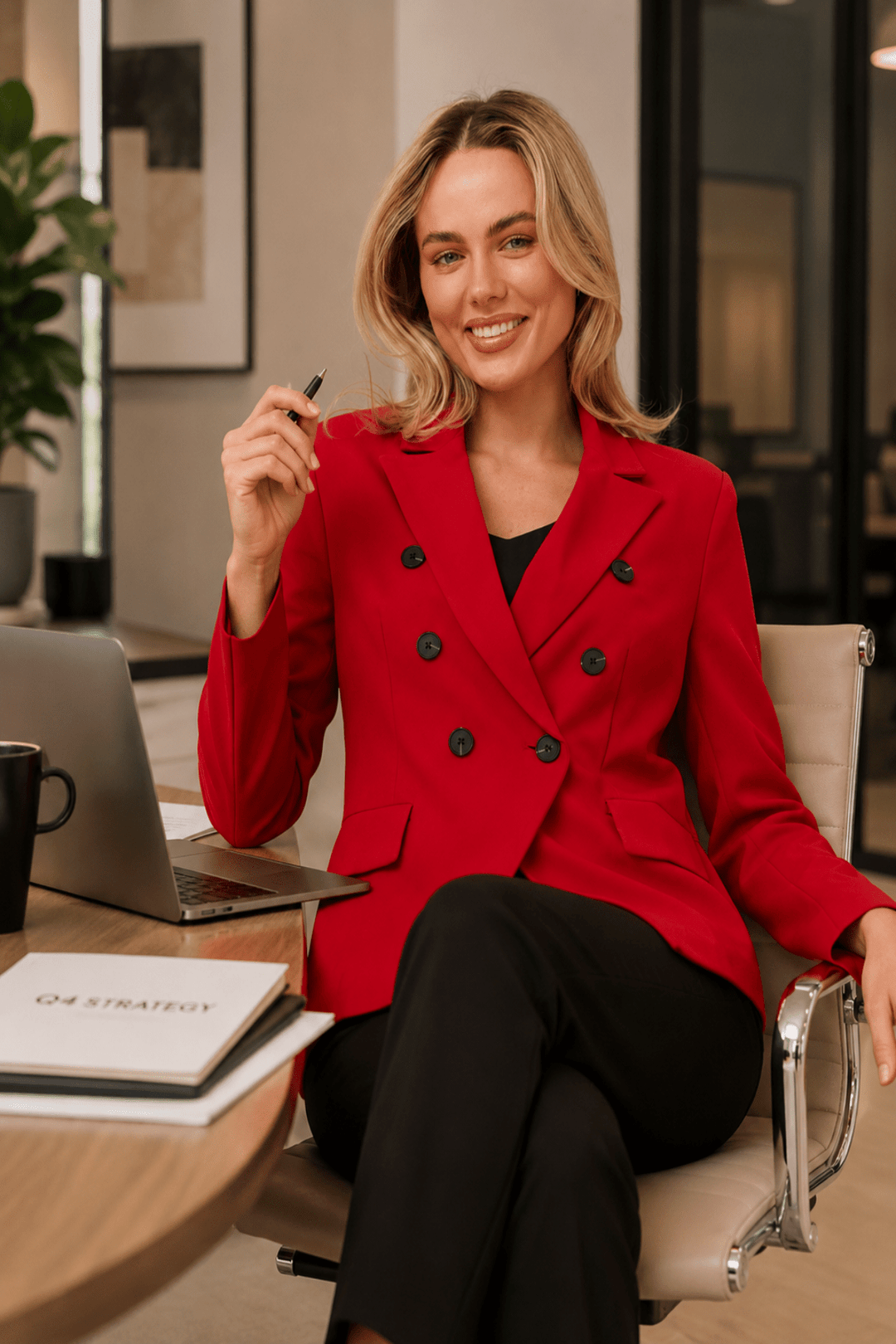 Jenett Blazer - Red - CK31 - Pizazz BoutiqueCaroline Morgan