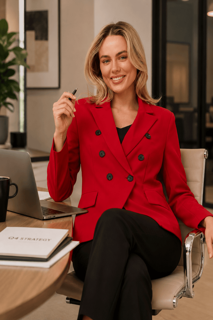 Jenett Blazer - Red - CK31 - Pizazz BoutiqueCaroline Morgan