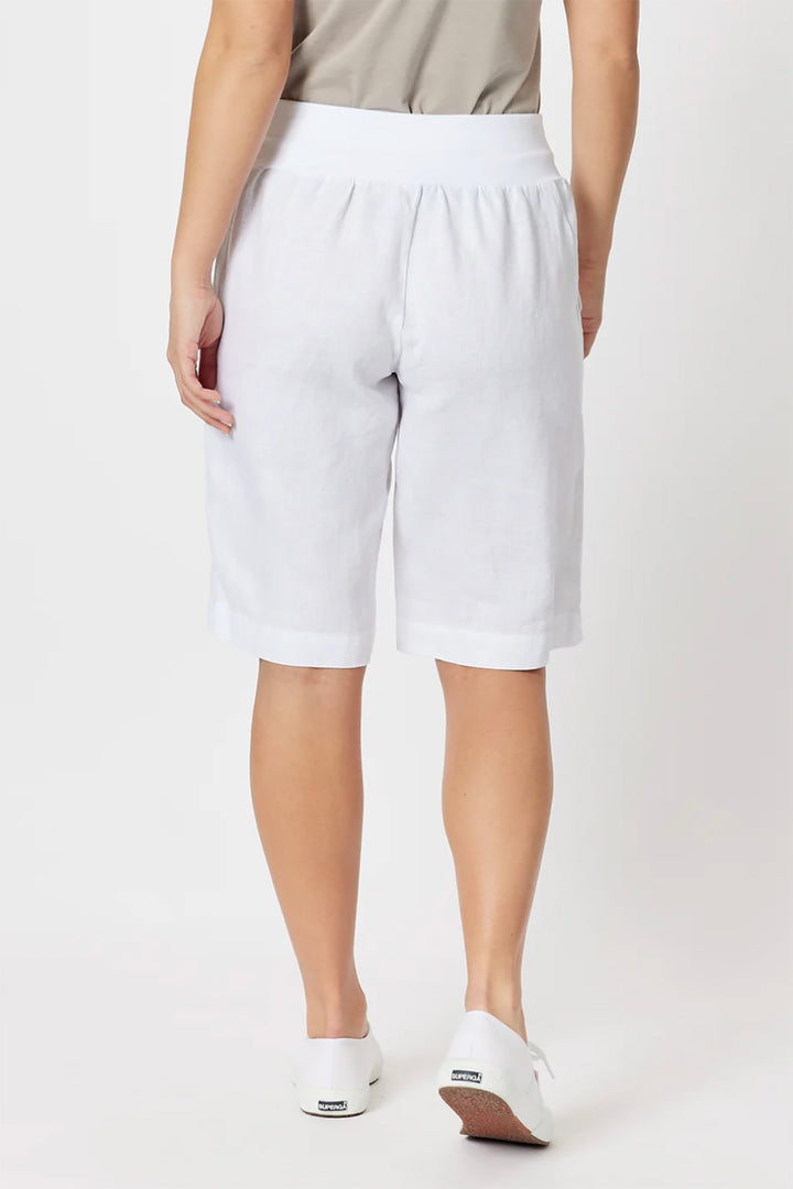 Jersey Waist Linen Shorts - White - GS8