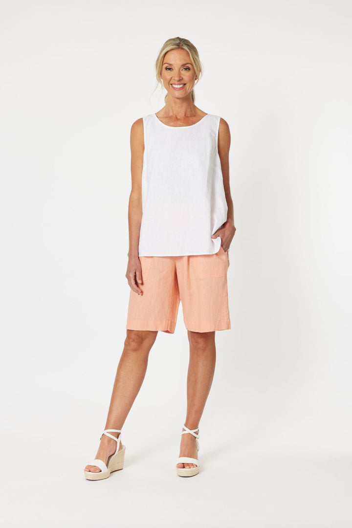 Jersey Waist Linen Shorts - Mandarine - GS8