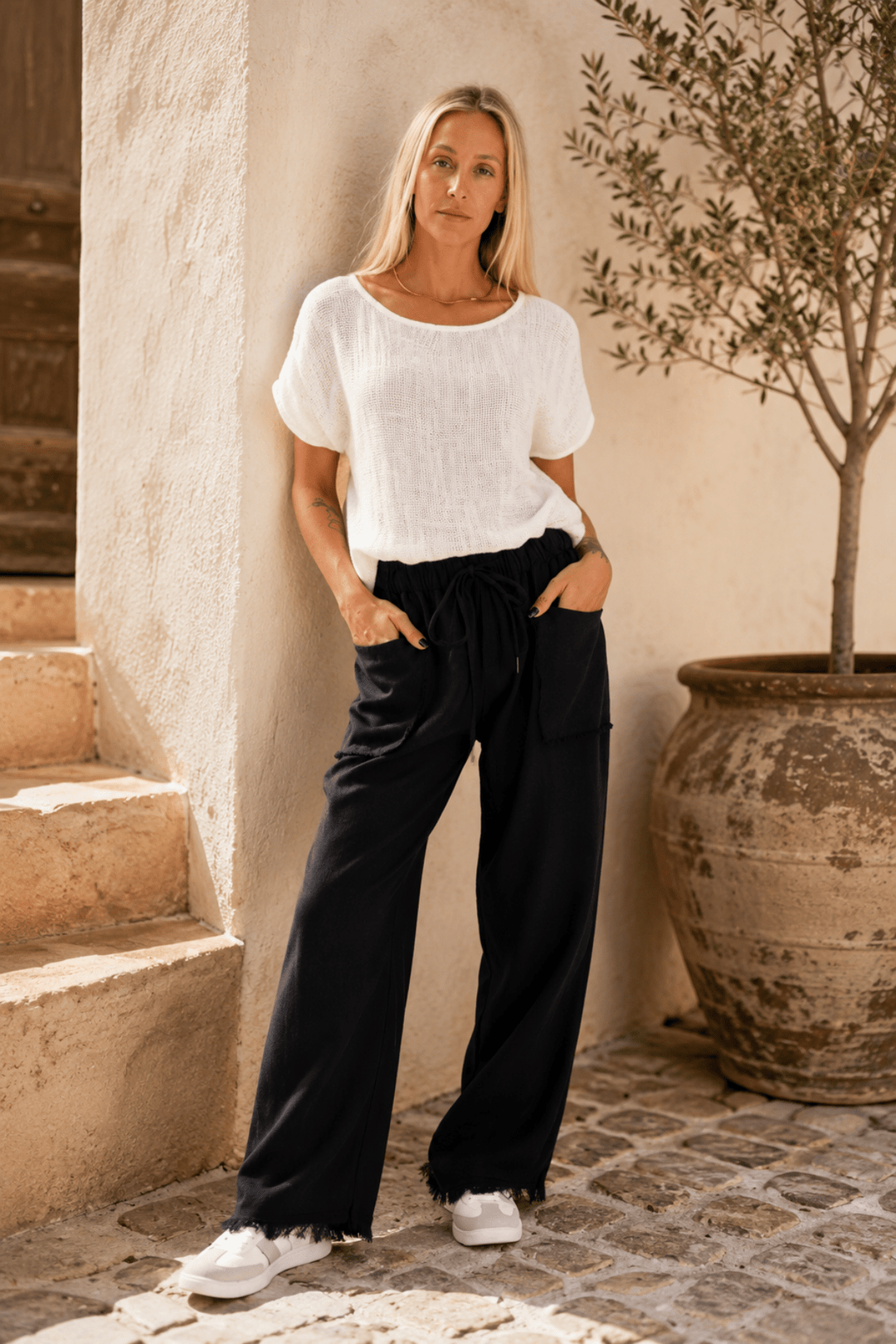 Joshua Frayed Linen Pant - Black - CB9 - Pizazz BoutiqueCarbon The Label