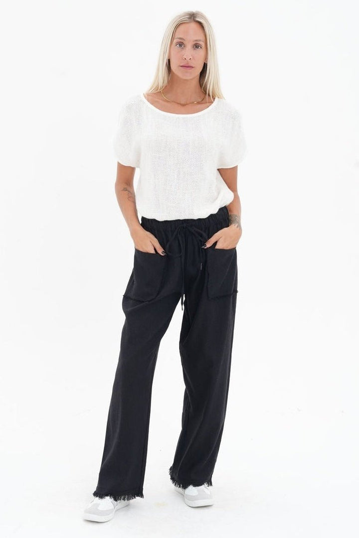Joshua Frayed Linen Pant - Black - CB9 - Pizazz BoutiqueCarbon The Label