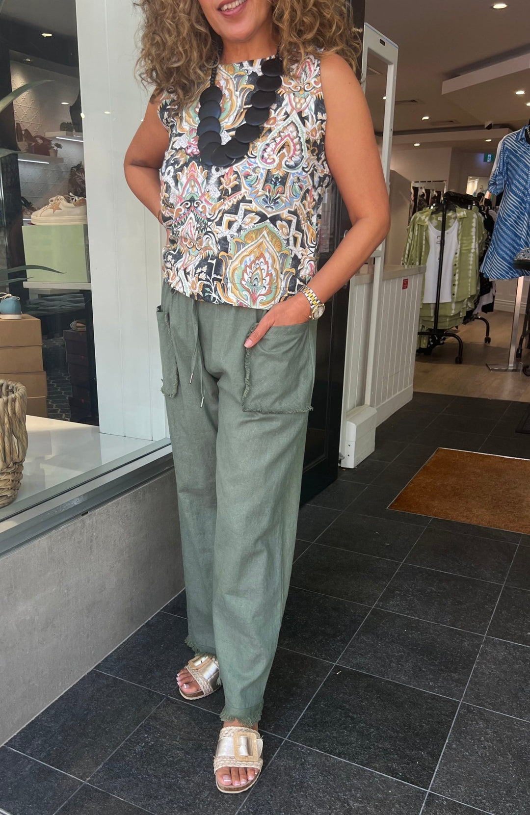 Joshua Frayed Linen Pant - Moss - CB9 - Pizazz BoutiqueCarbon The Label