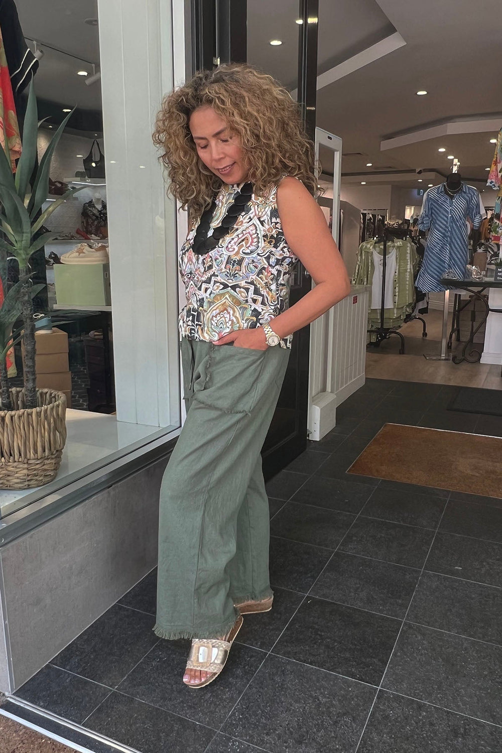 Joshua Frayed Linen Pant - Moss - CB9 - Pizazz BoutiqueCarbon The Label