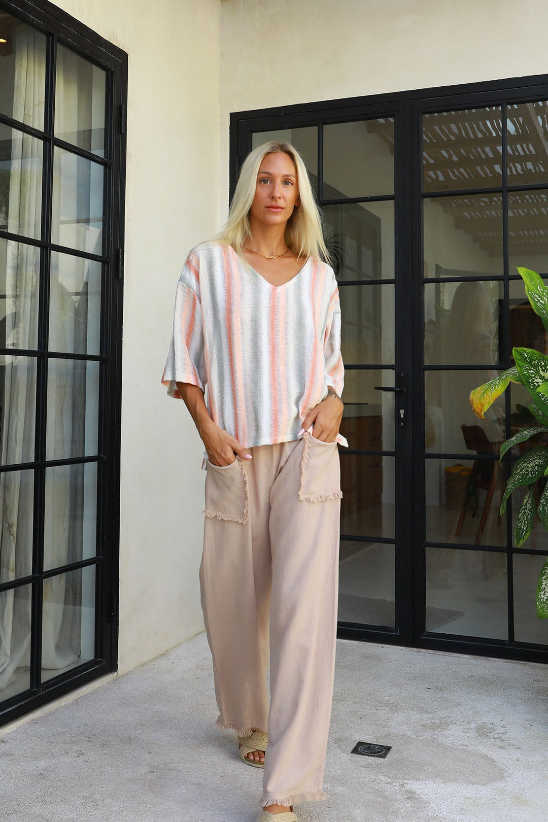 Joshua Frayed Linen Pant - Oatmeal - CB9 - Pizazz BoutiqueCarbon The Label