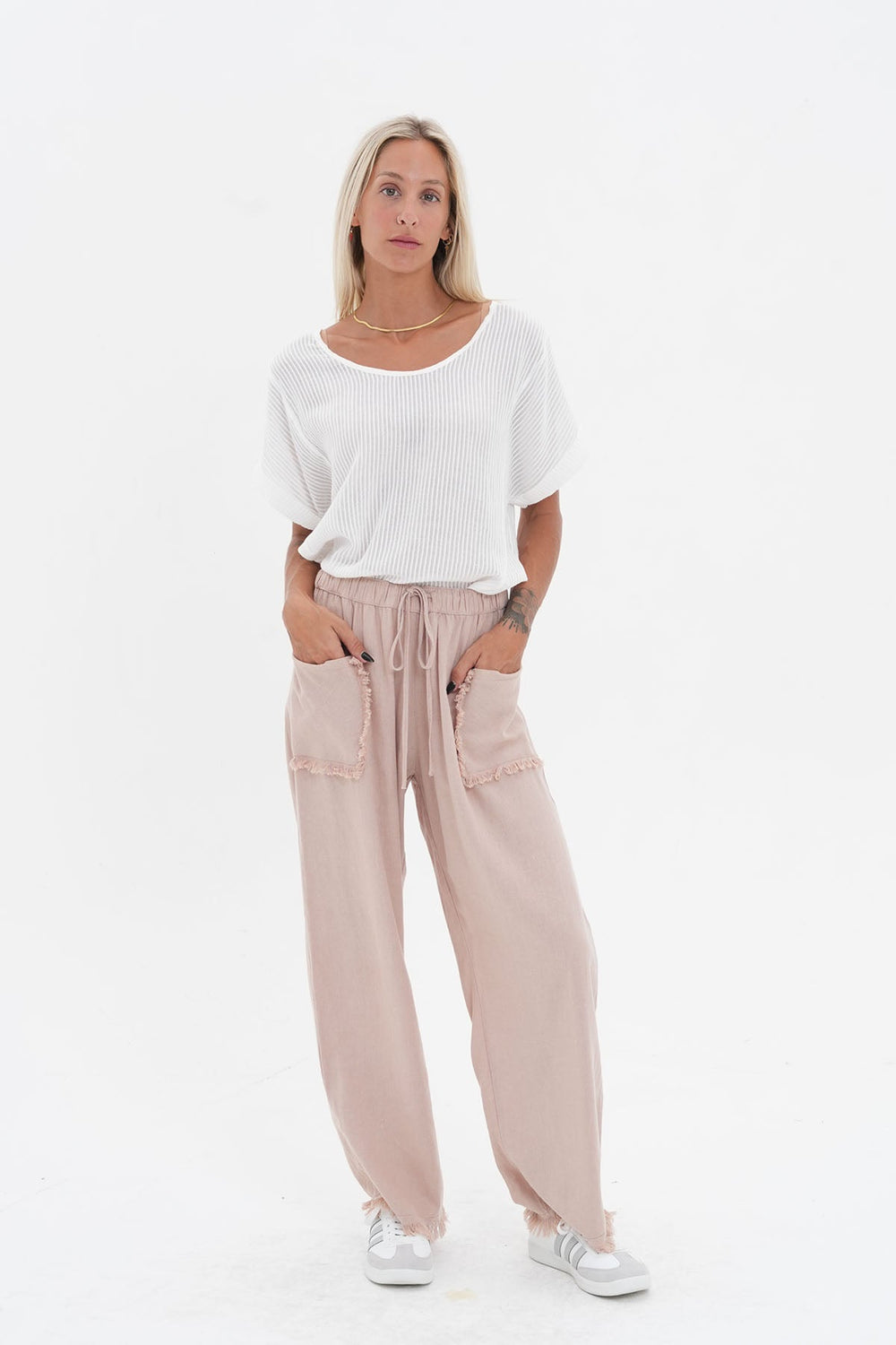Joshua Frayed Linen Pant - Oatmeal - CB9 - Pizazz BoutiqueCarbon The Label