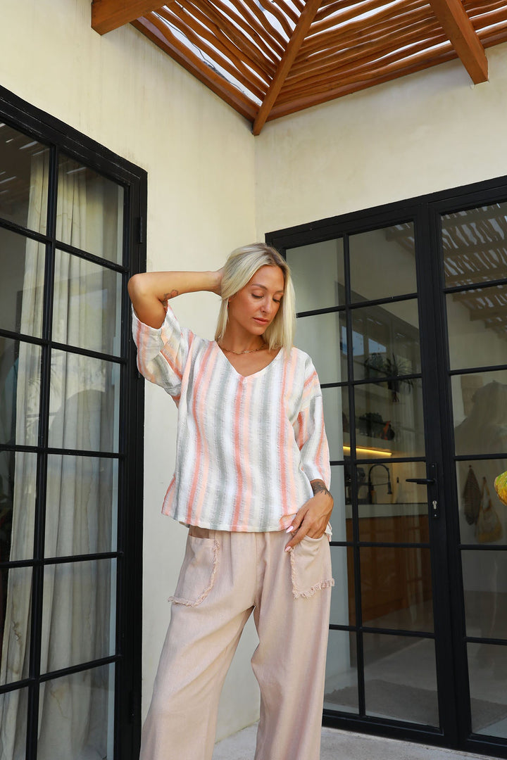 Joshua Frayed Linen Pant - Oatmeal - CB9 - Pizazz BoutiqueCarbon The Label
