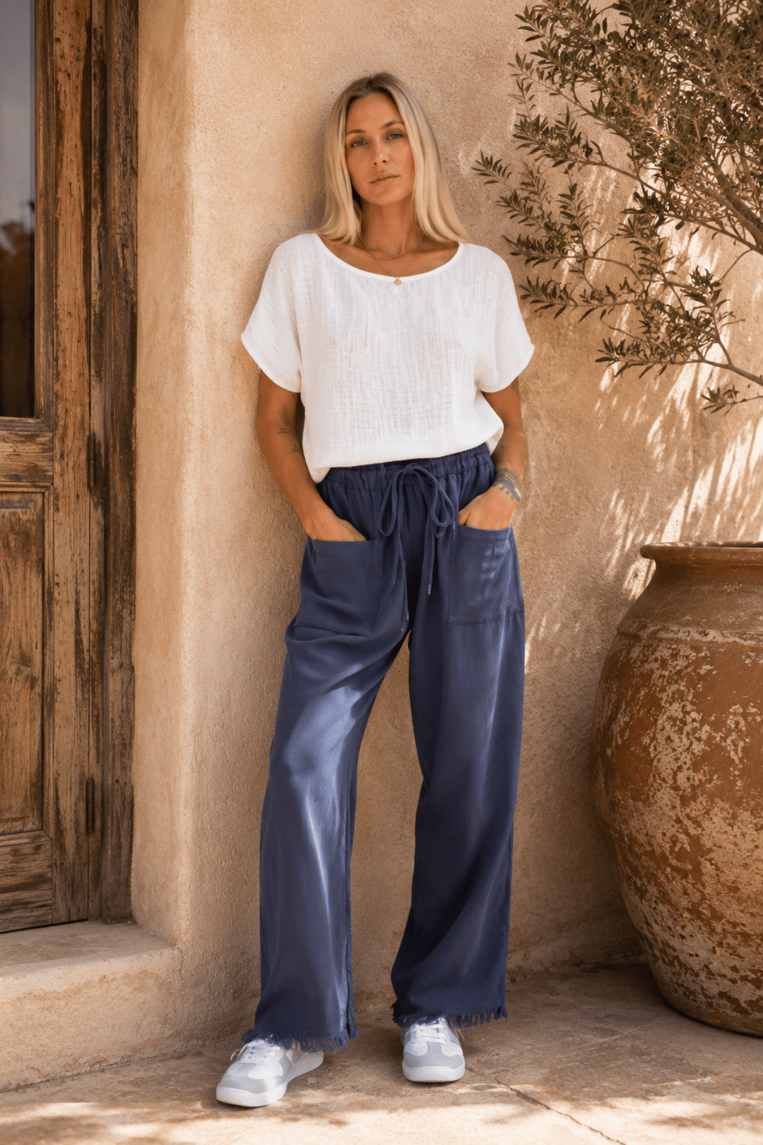 Joshua Frayed Linen Pant - Storm Blue - CB9 - Pizazz BoutiqueCarbon The Label