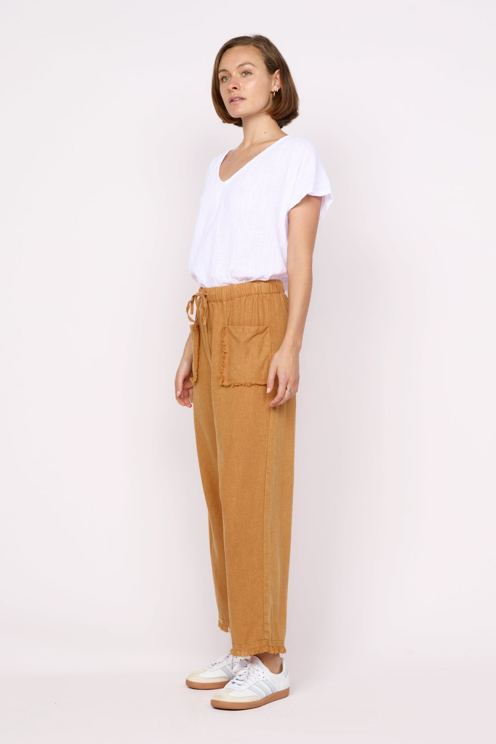 Joshua Frayed Linen Pant - Tan - CB9 - Pizazz BoutiqueCarbon The Label