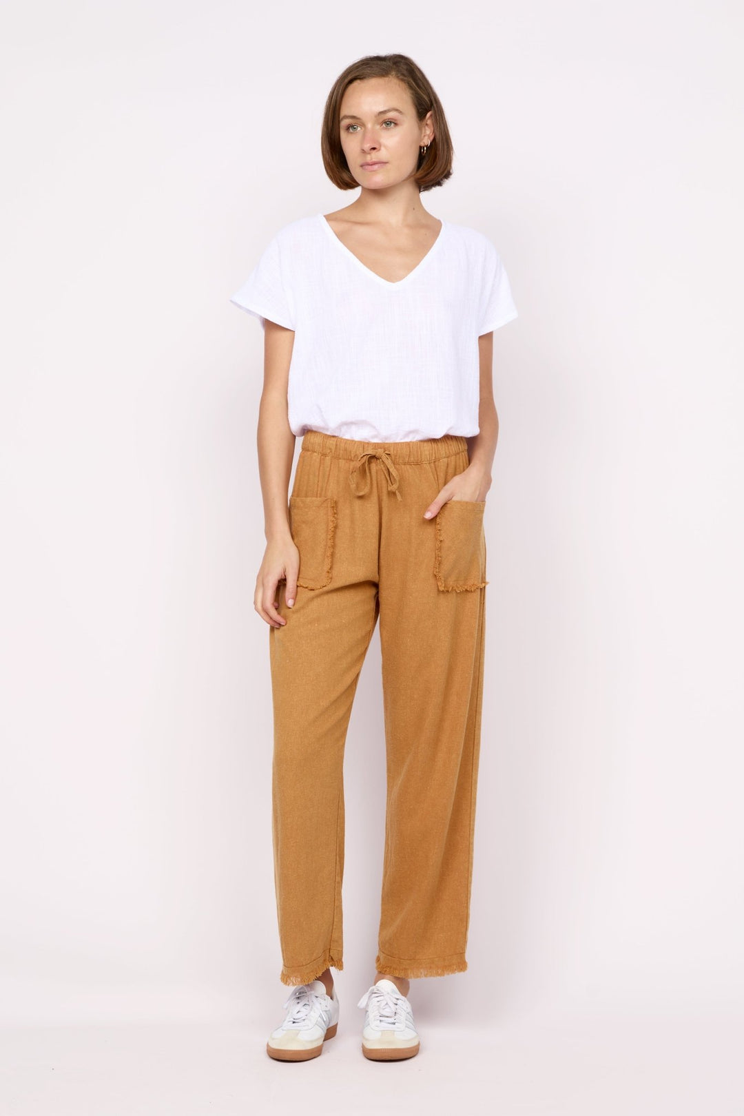 Joshua Frayed Linen Pant - Tan - CB9 - Pizazz BoutiqueCarbon The Label