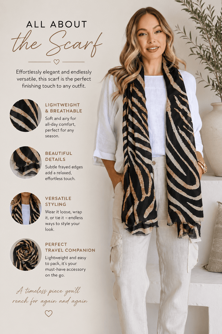 Jungle Scarf - Black Tan - FR23 - Pizazz BoutiqueFree Spirit