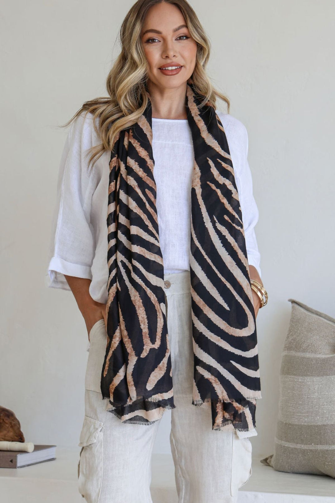 Jungle Scarf - Black Tan - FR23 - Pizazz BoutiqueFree Spirit