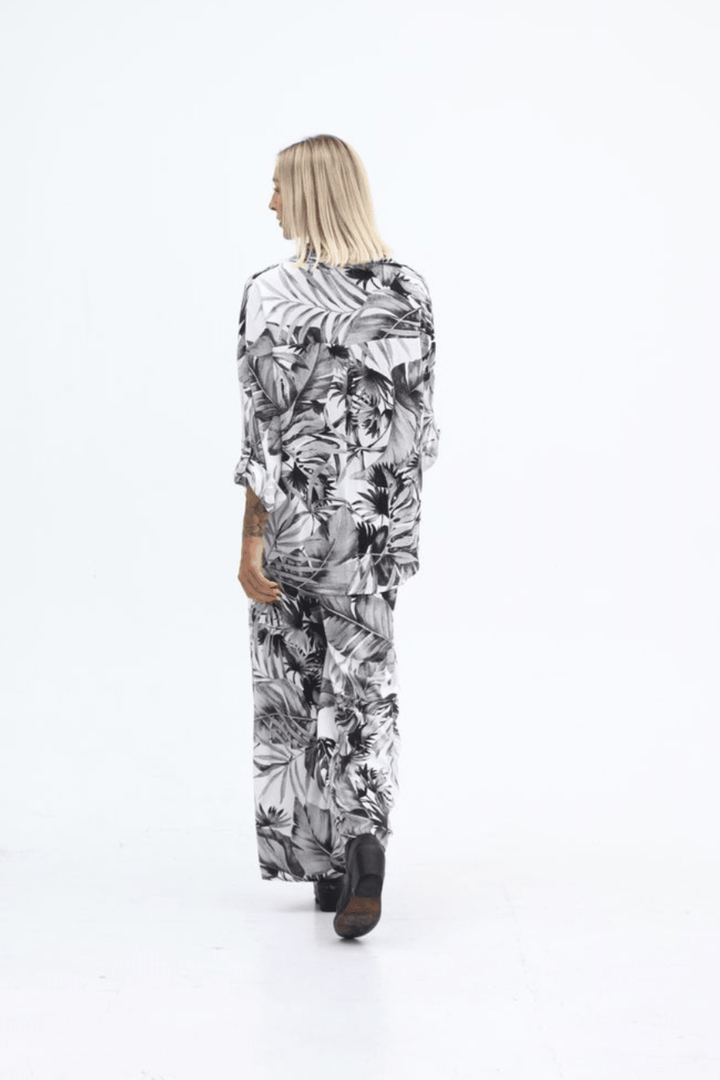 Kaia Pant - Black/White Leaf Print - CB68 - Pizazz BoutiqueCarbon The Label