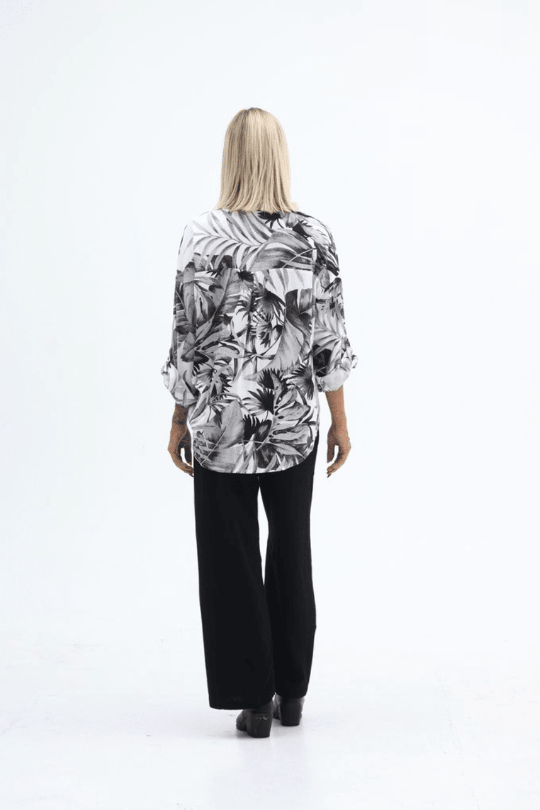 Kaia Shirt - Black/White Leaf Print - CB69 - Pizazz BoutiqueCarbon The Label