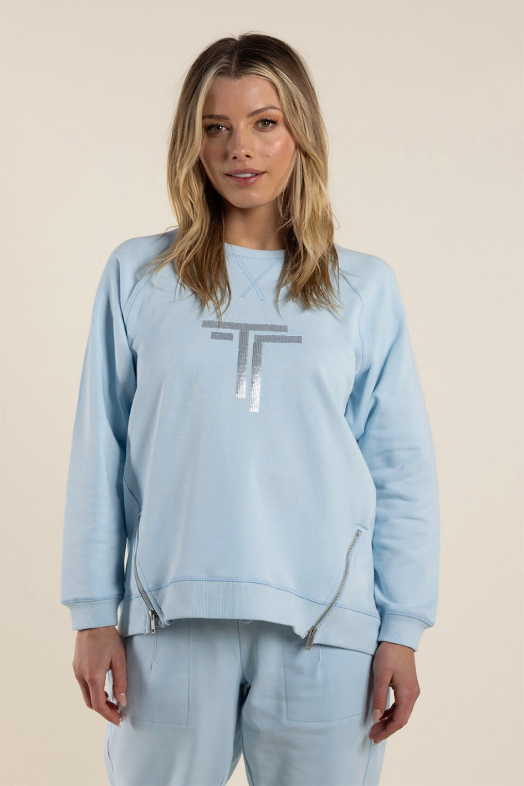 Katarina Zip Sweater - Ice Blue  - TT38